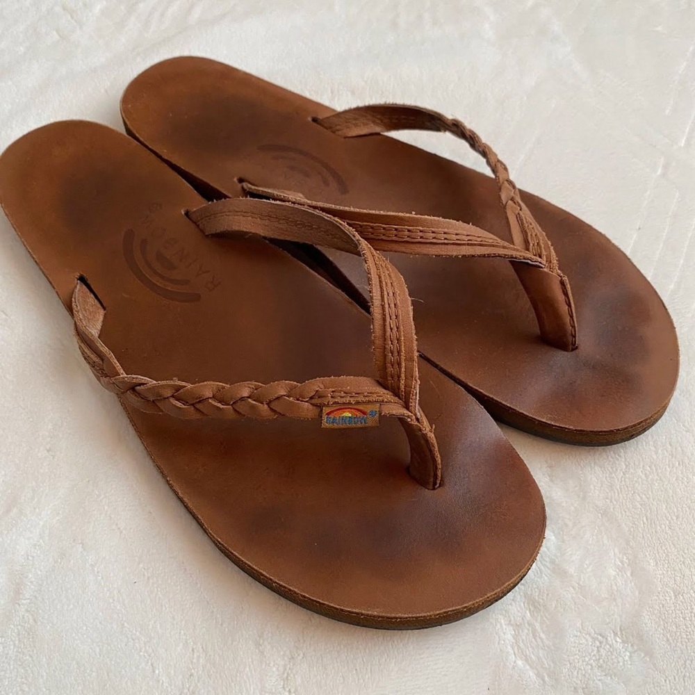 Rainbow Sandals Womens Leather Braided, Sz 8.5-9.5